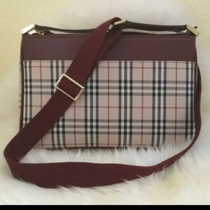 2Way Burberry Plaid Shoulder/ Crossbody Bag Maroon